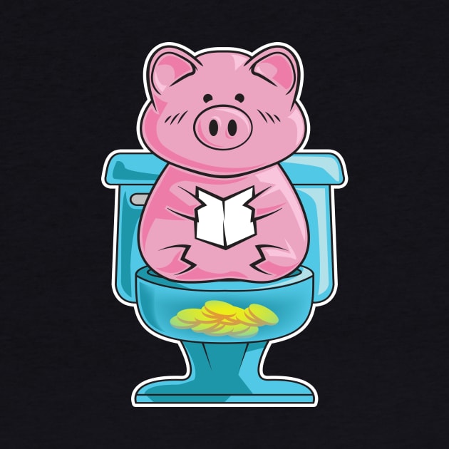 Funny Pig On Toilet Piggy Bank Potty Training Pun by theperfectpresents